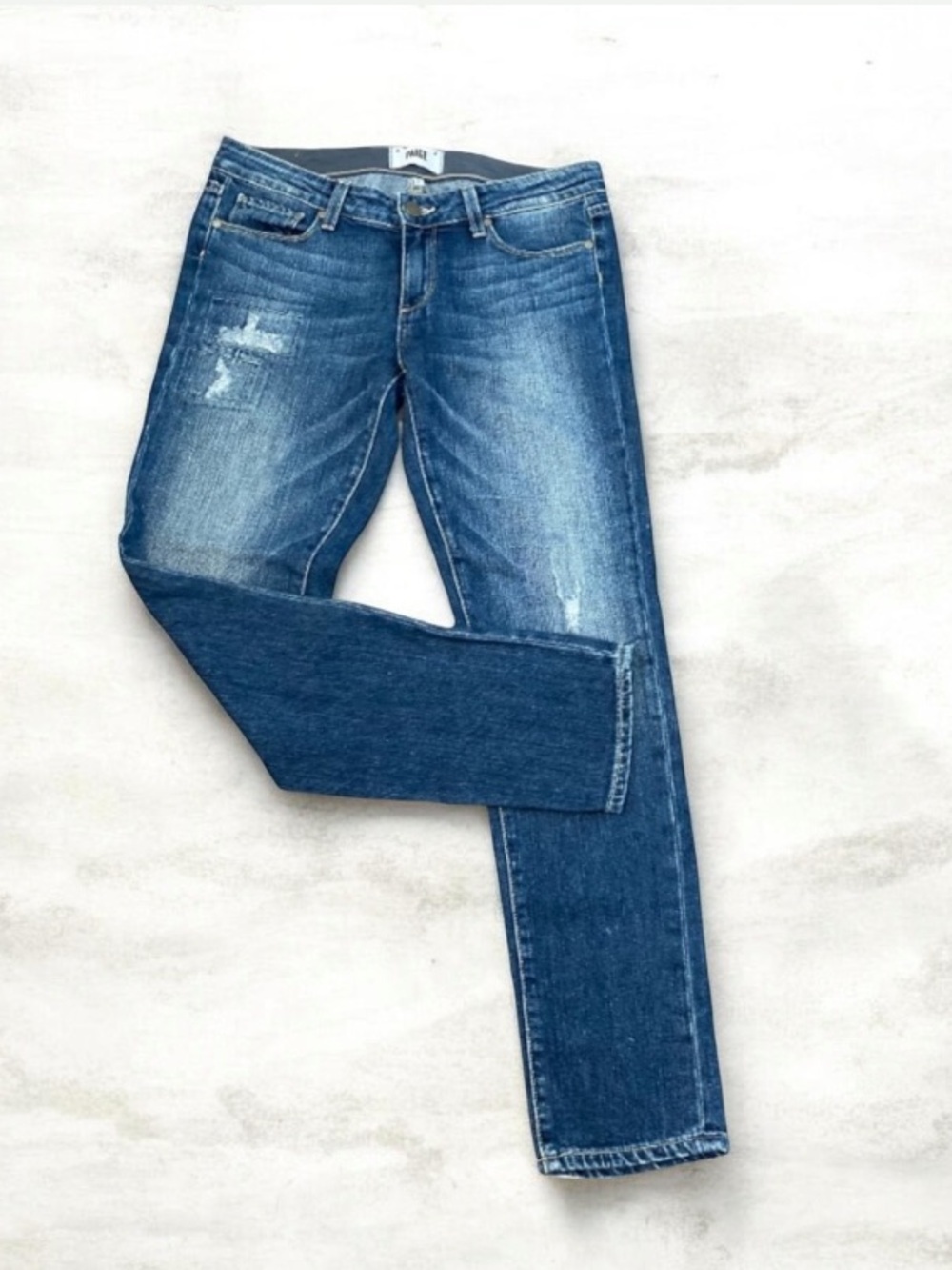 Paige Skyline Ankle Peg Destress Straight Jean Size 27